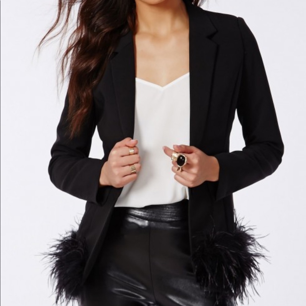 Black Missguided US 4 feather blazer